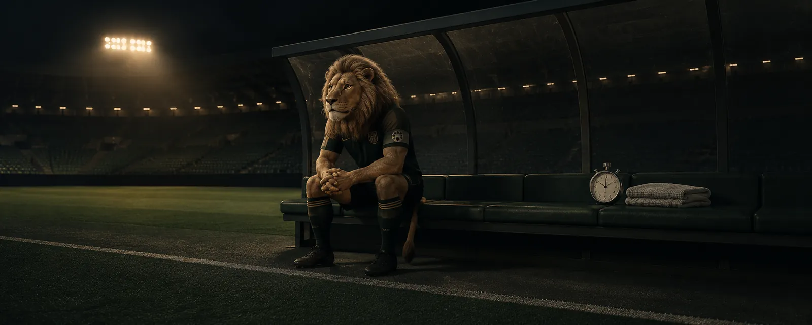Maskot Zoccer casino na ławce rezerwowych